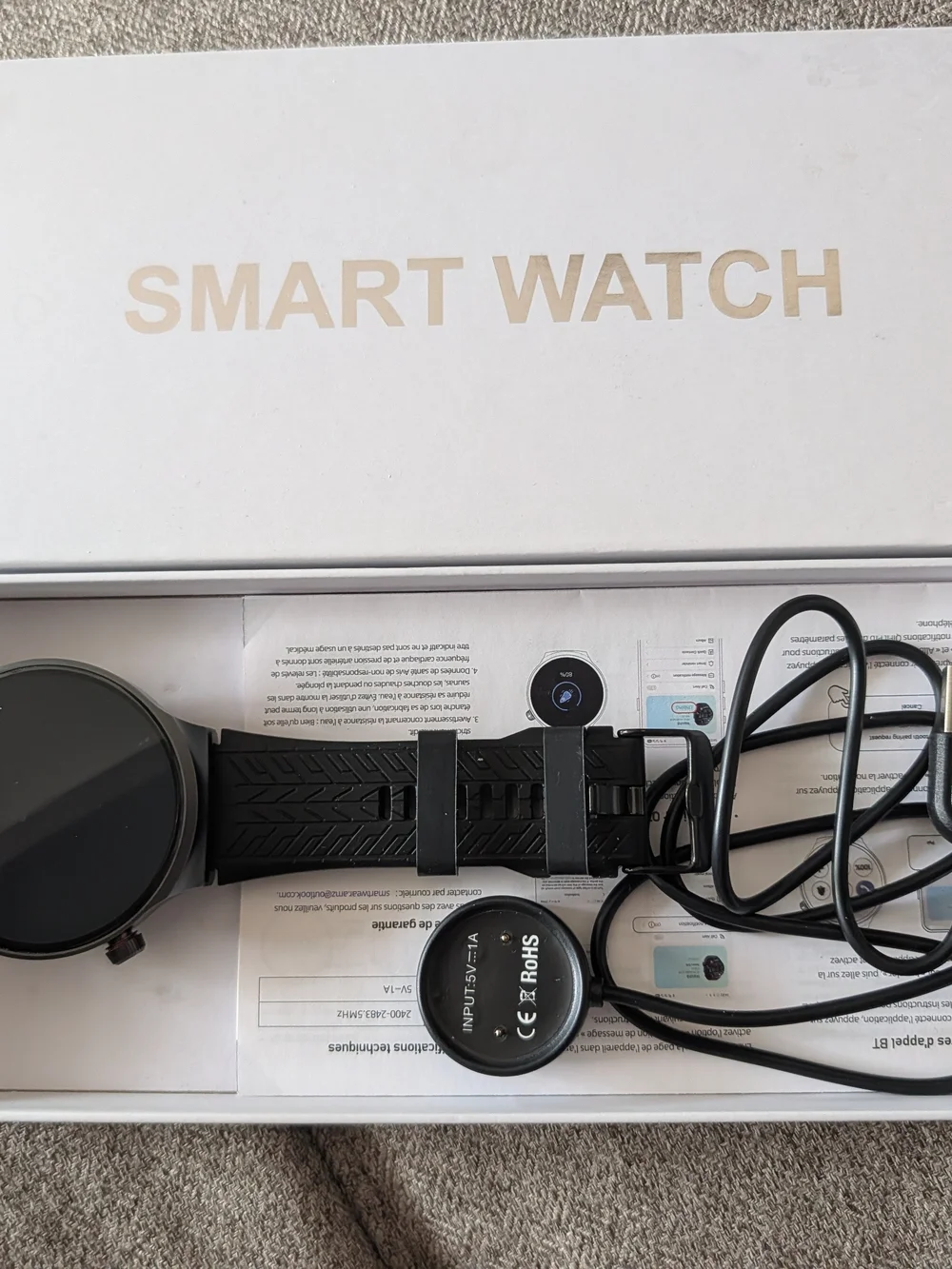 Black Smart Watch for Men - 1.85